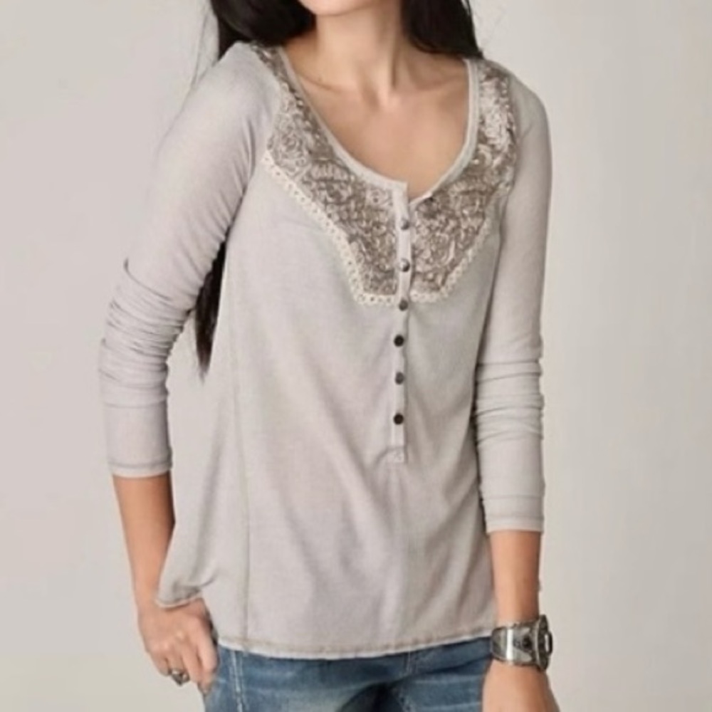 Free People Diego Fuzzy Yarn Thermal Women’s Size XS Embellished Yoke Western